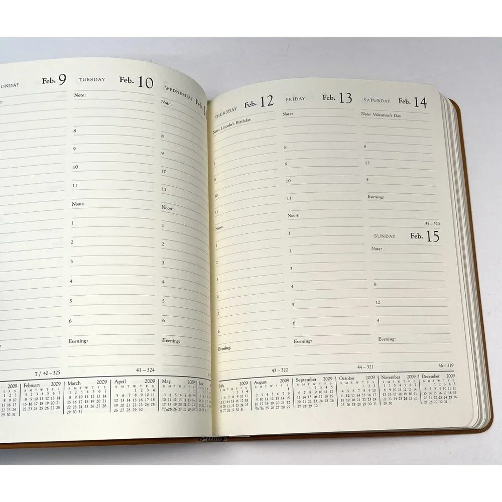 VTG Unused 2009 The Vertical DESK DIARY Camel Leather Gilded Personalized FMO